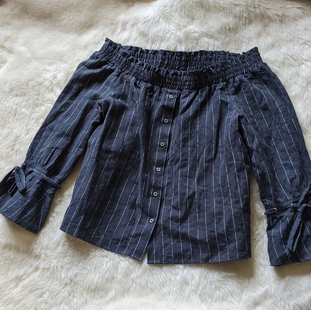 Off the Shoulder Striped Blouse *Lucky Brand*